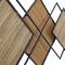 Brown Bamboo Wood Geometric Overlapping Diamond Home Wall Decor with Metal Wire